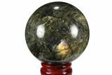 Flashy, Polished Labradorite Sphere - Great Color Play #99384-1